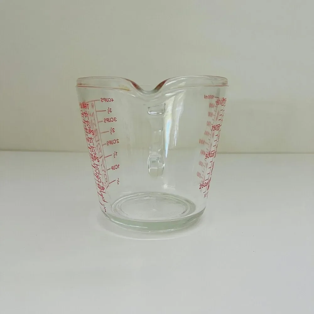 PYREX (All Caps) 4 Cup / 1 Qt / 32 oz / 1 L Glass Measuring Cup With Handle